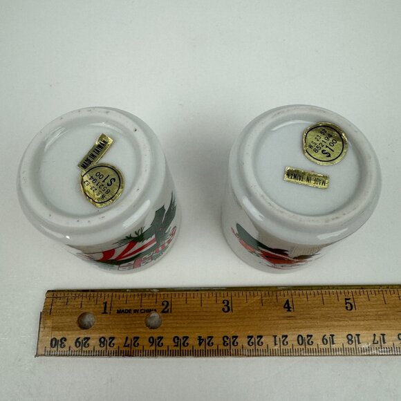 2 Vtg USED Small Christmas Santa Holiday Candles Ceramic Porcelain Holders READ - Picture 10 of 12